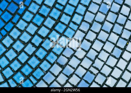 Blue mosaic gradient tiles texture background. Marine pattern design  Stock Photo