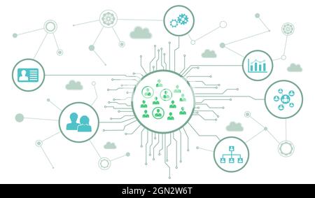 Concept of hrm with connected icons Stock Photo