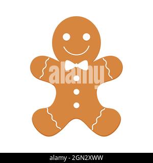 Gingerbread man vector illustration isolated on white background. Stock Vector