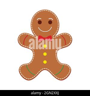 Gingerbread man vector illustration isolated on white background. Stock Vector