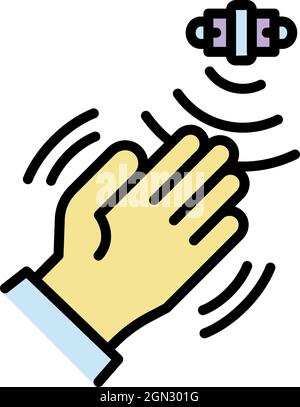 Hand motion sensor icon. Outline hand motion sensor vector icon color flat isolated Stock Vector