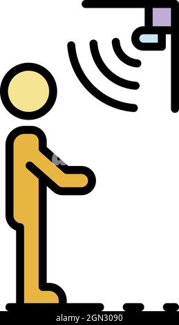Guard motion sensor icon. Outline guard motion sensor vector icon color flat isolated Stock Vector