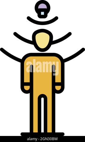 Movement sensor icon. Outline movement sensor vector icon color flat isolated Stock Vector