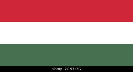 National flag of Hungary original size and colors vector illustration, Magyarorszag zaszlaja is official flag of Hungary, Hungary flag Stock Vector