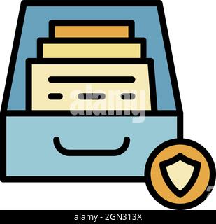 Archive box icon. Outline archive box vector icon color flat isolated Stock Vector