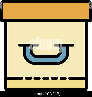 Closed archive box icon. Outline closed archive box vector icon color flat isolated Stock Vector