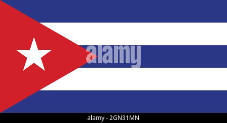 National flag of Cuba original size and colors vector illustration, Bandera de Cuba or Estrella Solitaria and Lone Star flag, Republic of Cuba flag Stock Vector