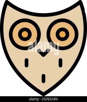 Stylized owl head icon. Outline stylized owl head vector icon color flat isolated Stock Vector