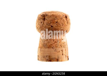 Cork of champagne or sparkling wine isolated on white background
