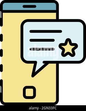 Smartphone chat bubble star icon. Outline smartphone chat bubble star vector icon color flat isolated Stock Vector
