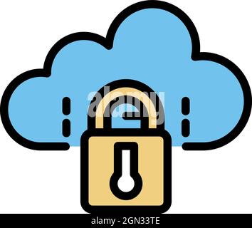 Closed cloud icon. Outline closed cloud vector icon color flat isolated Stock Vector