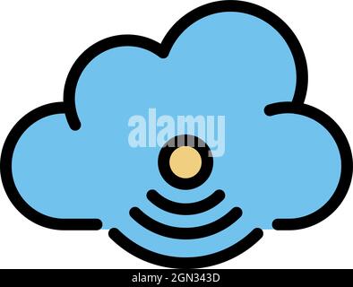 Wireless cloud technologies icon. Outline wireless cloud technologies vector icon color flat isolated Stock Vector