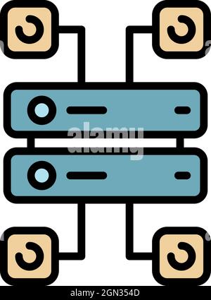 Hosting servers icon. Outline hosting servers vector icon color flat isolated Stock Vector
