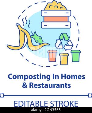 Composting in homes, restaurants concept icon Stock Vector