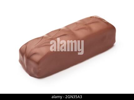 Unwrapped chocolate bar isolated on white Stock Photo