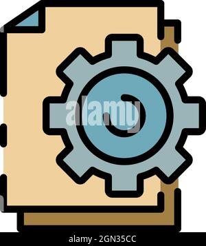 File system configuration icon. Outline file system configuration vector icon color flat isolated Stock Vector
