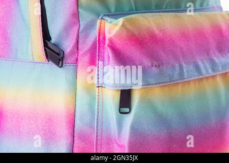 Rainbow school backpack isolated on white Stock Photo