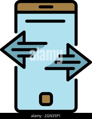 Smartphone data transfer icon. Outline smartphone data transfer vector icon color flat isolated Stock Vector