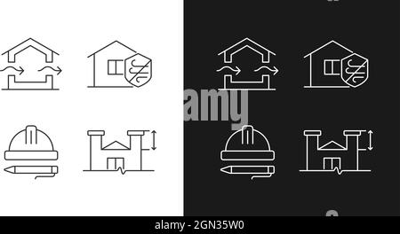 Standards for residential construction linear icons set for dark and light mode Stock Vector