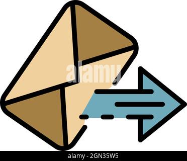 Envelope and arrow icon. Outline envelope and arrow vector icon color flat isolated Stock Vector
