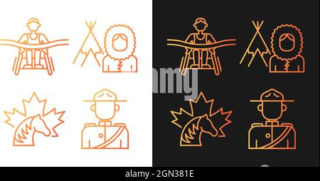 People of Canada gradient icons set for dark and light mode Stock Vector