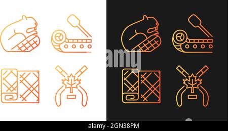 Historical heritage of Canada gradient icons set for dark and light mode Stock Vector