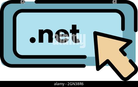 Net domain icon. Outline net domain vector icon color flat isolated Stock Vector