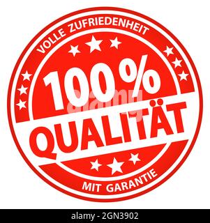 eps vector file. Round button for business and advertising usage, isolated on white background. With text 100% quality (german) Stock Vector