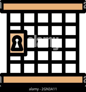 Judge prison gate icon. Outline judge prison gate vector icon color flat isolated Stock Vector