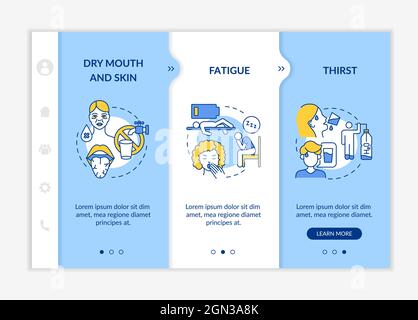 Dehydration symptoms onboarding vector template Stock Vector