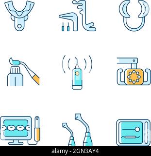 Dental check up RGB color icons set Stock Vector