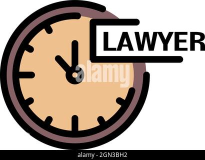 Wall clock lawyer icon. Outline wall clock lawyer vector icon color flat isolated Stock Vector