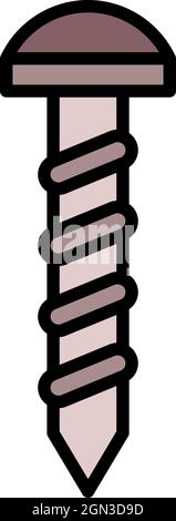 Wood screw icon. Outline wood screw vector icon color flat isolated Stock Vector