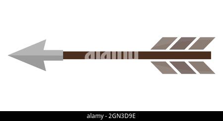 Bow arrow side view. Medieval weapon in flat style. Stock Vector