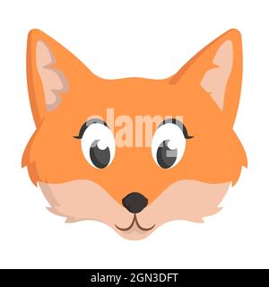 Fox face front view. Animal head in cartoon style. Stock Vector