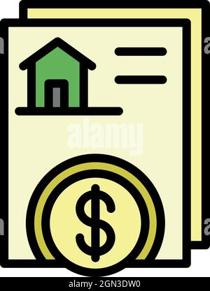 Mortgage documents icon. Outline mortgage documents vector icon color flat isolated Stock Vector