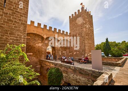 Mallorca, Spain - September 10, 2021: The beautiful architecture of the old town of Alcudia in Mallorca, representative images of the city. Stock Photo