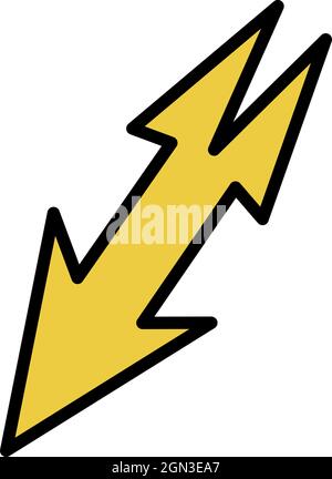 Lightning with two tails icon. Outline Lightning with two tails vector icon color flat isolated Stock Vector