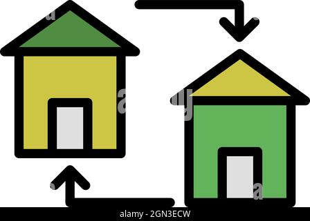 Housing exchange icon. Outline housing exchange vector icon color flat isolated Stock Vector