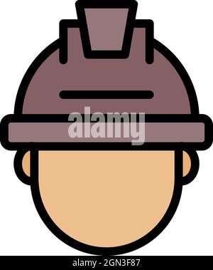 Mining man icon. Outline mining man vector icon color flat isolated Stock Vector