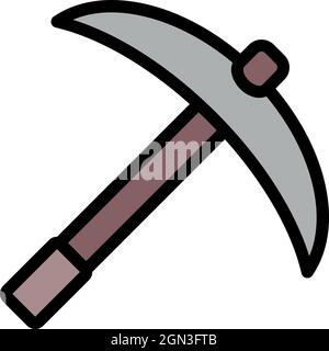 Pickaxe icon. Outline pickaxe vector icon color flat isolated Stock Vector