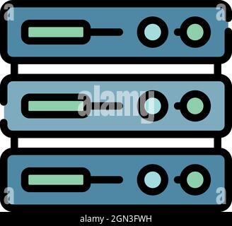 Mining server icon. Outline mining server vector icon color flat isolated Stock Vector