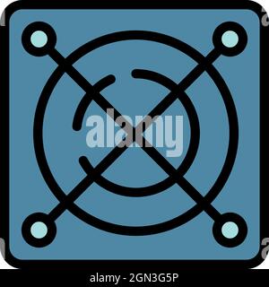 Fan cpu cooler icon. Outline fan cpu cooler vector icon color flat isolated Stock Vector