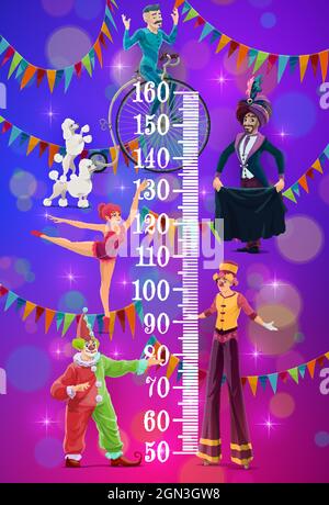 Shapito circus cartoon stilt acrobat on stage. Vector circus artist ...