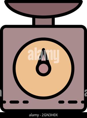 Kitchen scales icon. Outline kitchen scales vector icon color flat isolated Stock Vector