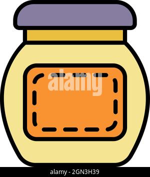 Glass jam jar icon. Outline glass jam jar vector icon color flat isolated Stock Vector