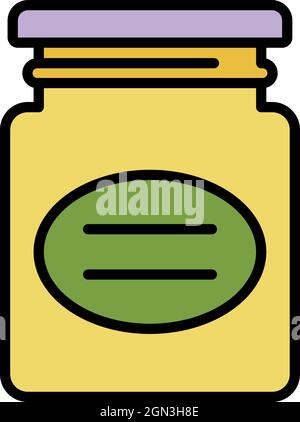 Food jam jar icon. Outline food jam jar vector icon color flat isolated Stock Vector