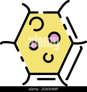Bacteria inside the cell icon. Outline bacteria inside the cell vector icon color flat isolated Stock Vector