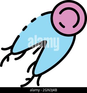 Dividing bacteria icon. Outline dividing bacteria vector icon color flat isolated Stock Vector