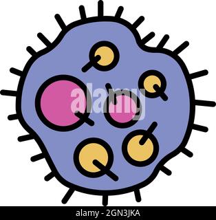 Spores inside the bacteria icon. Outline spores inside the bacteria vector icon color flat isolated Stock Vector